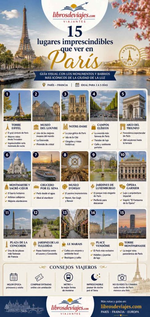 15 lugares que ver en París infografía