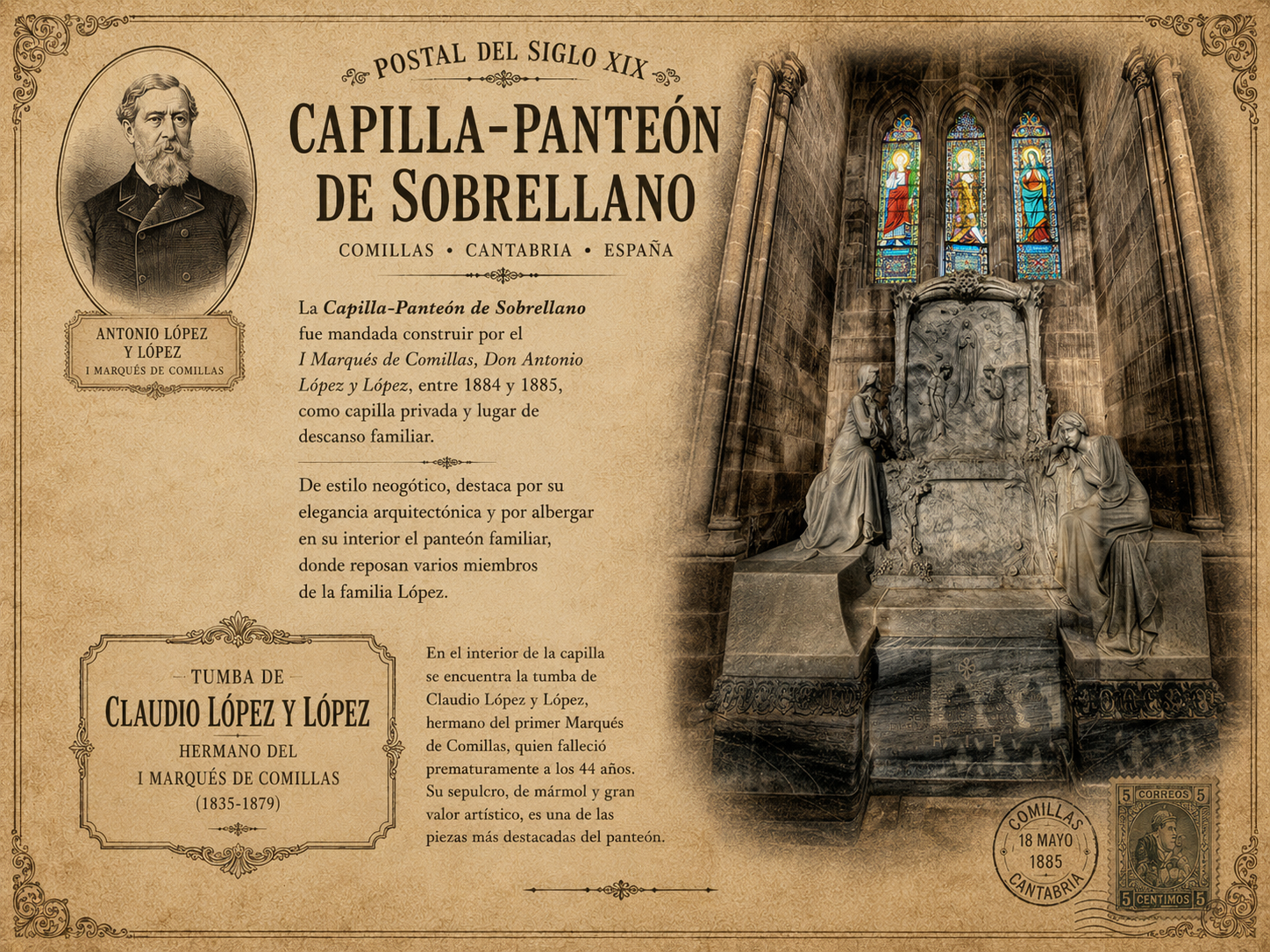 11 lugares que ver en Comillas Capilla-Panteon-de-Sobrellano-Tumba-de-Claudio-Lopez